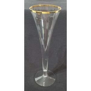 Rare Maxwell & Williams Diamante Fluted Champagne Glass w/ Gold Trim - 9-3/4"